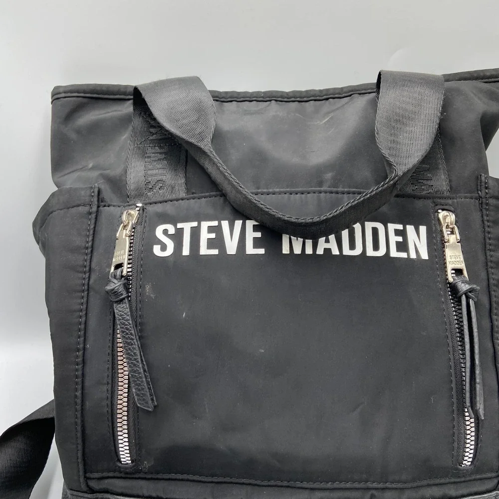 Steve Madden Backpack Theda Black Zip Inner Pocket Adjustable Strap Shoulder